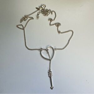 Silver Heart and Arrow Necklace Adjustable Length